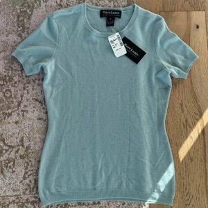 Ralph Lauren NWT 100% Cashmere Soft Green/Blue Short Sleeve Tee Size M